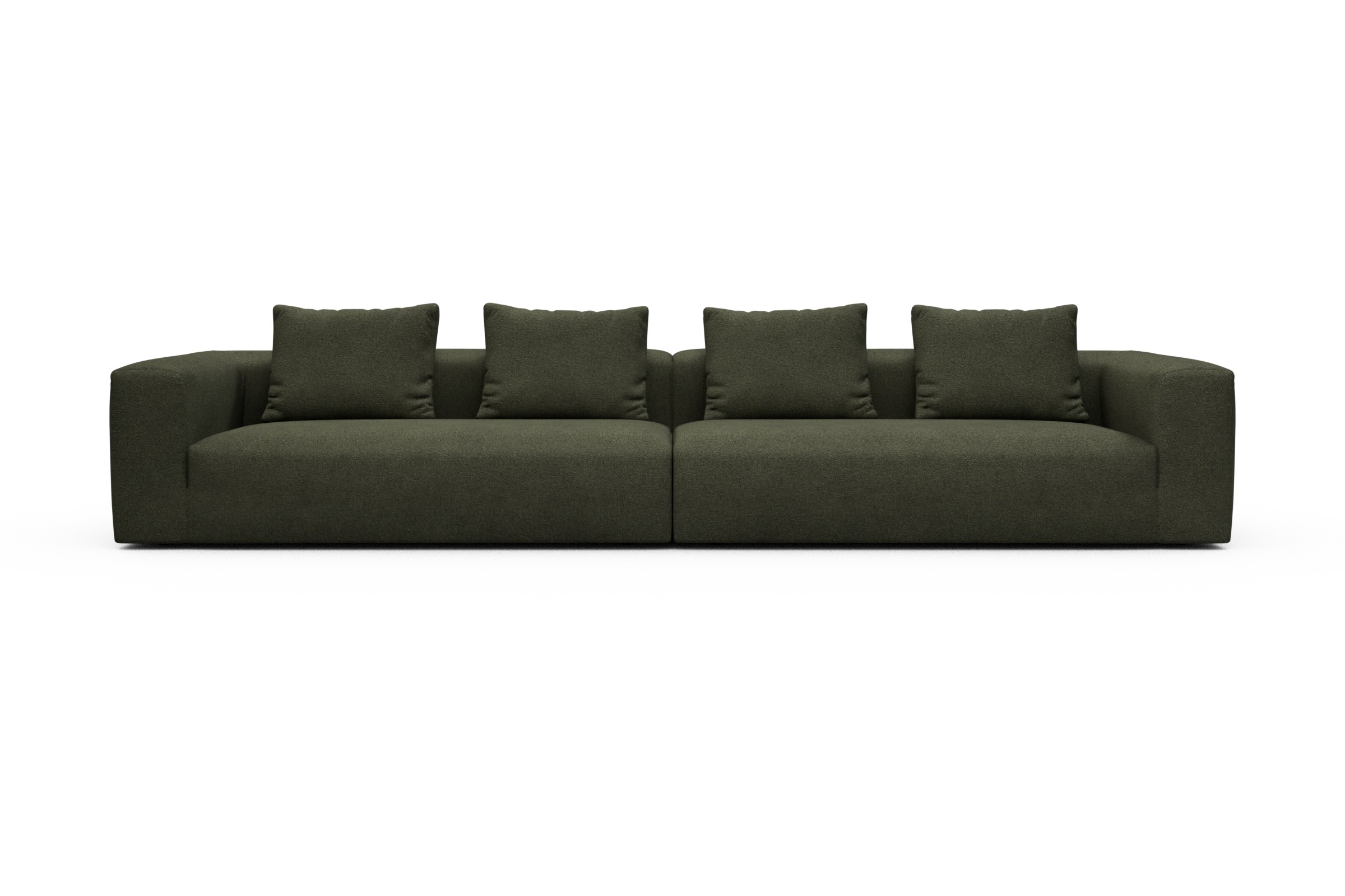 Skandi Home Modulares XXL Sofa Fred 5-Sitzer Boucle-Forest-Green moebelfaktor