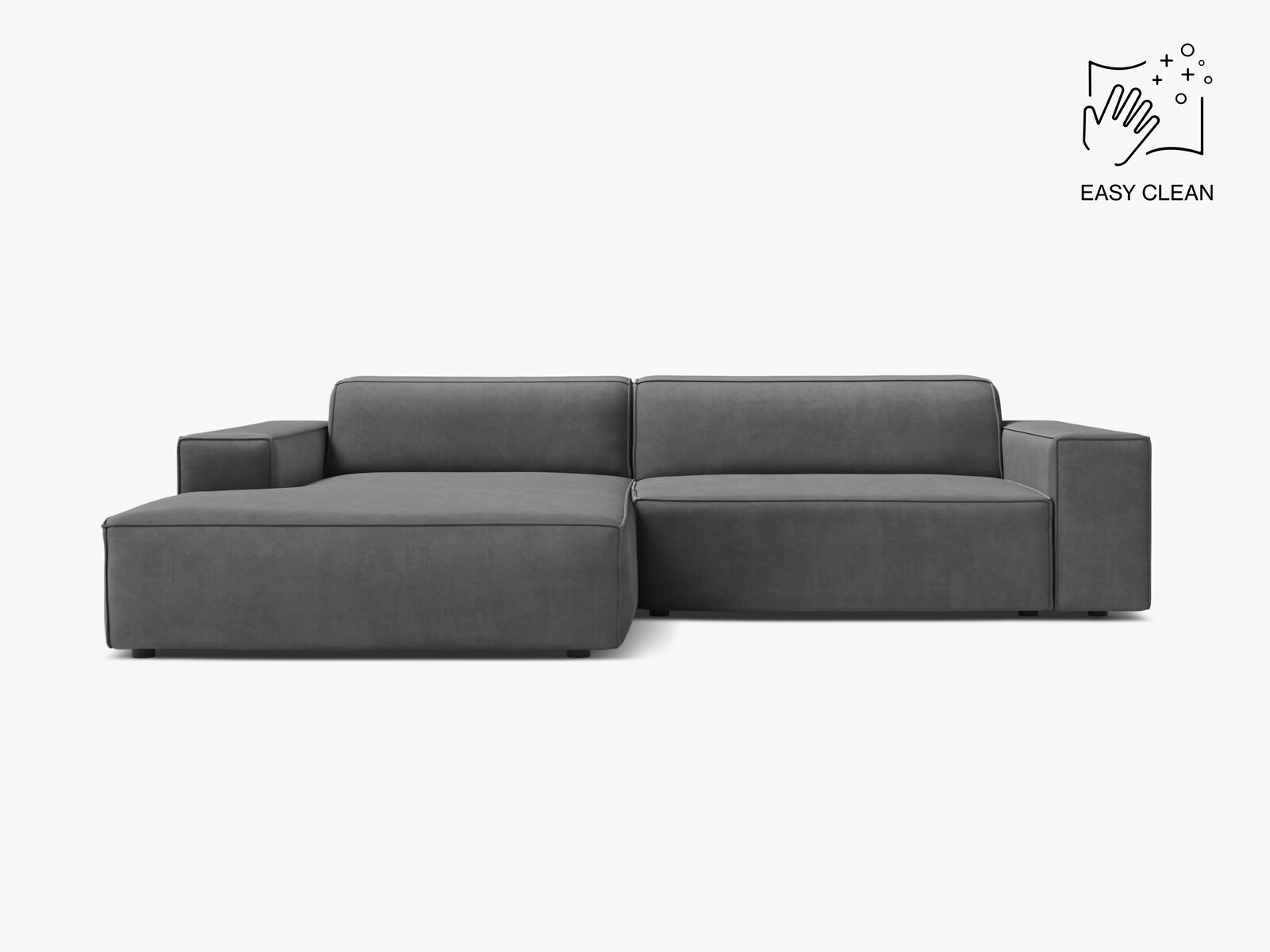 Micadoni Ecksofa Jodie 3-Sitzer Samt Venus Grau Links