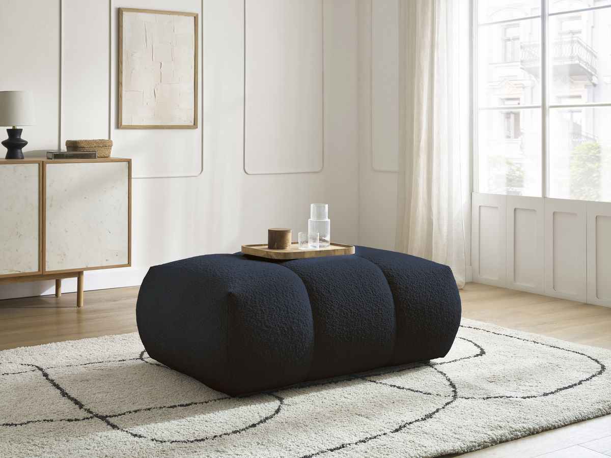 Bobochic Fuji Pouf Bouclé-Stoff Dunkelblau
