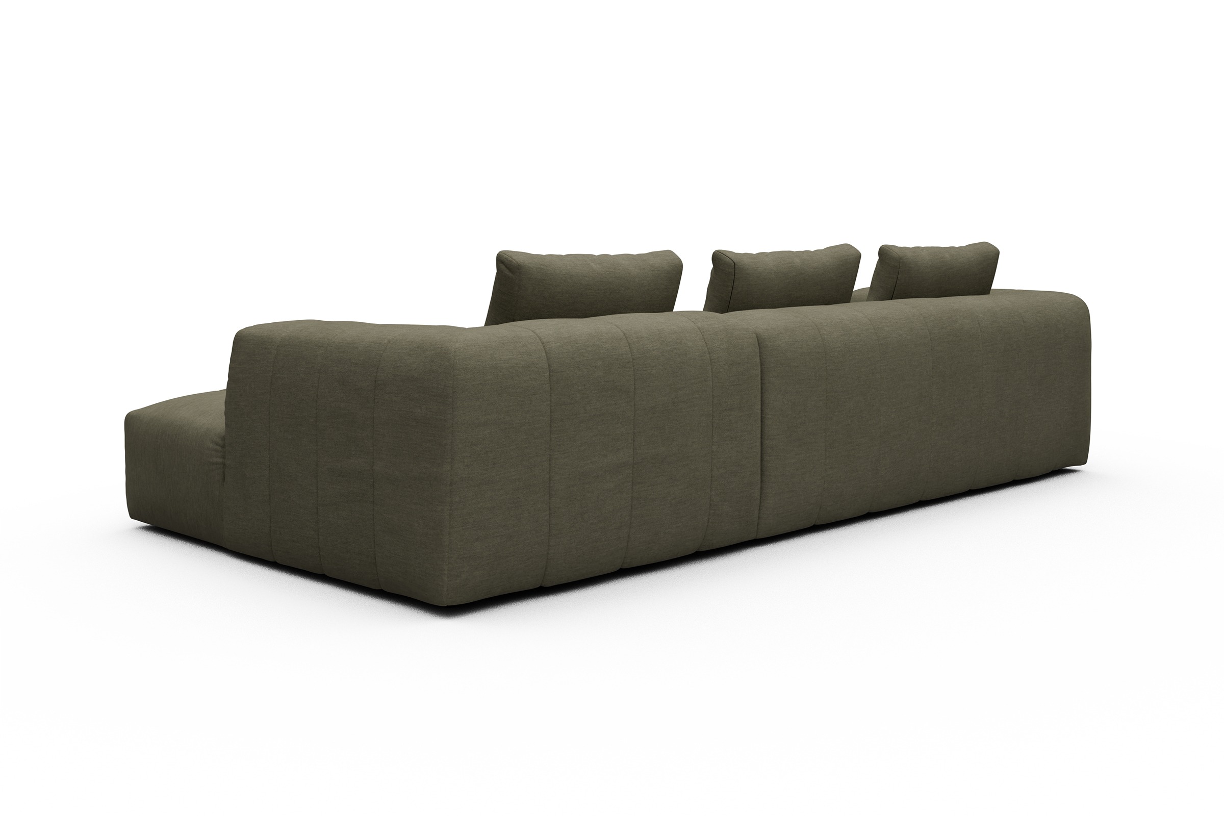 Ecksofa Hugo 2,5-Sitzer Armlehne links mit Chaiselongue Vivus-Dusty-Olive