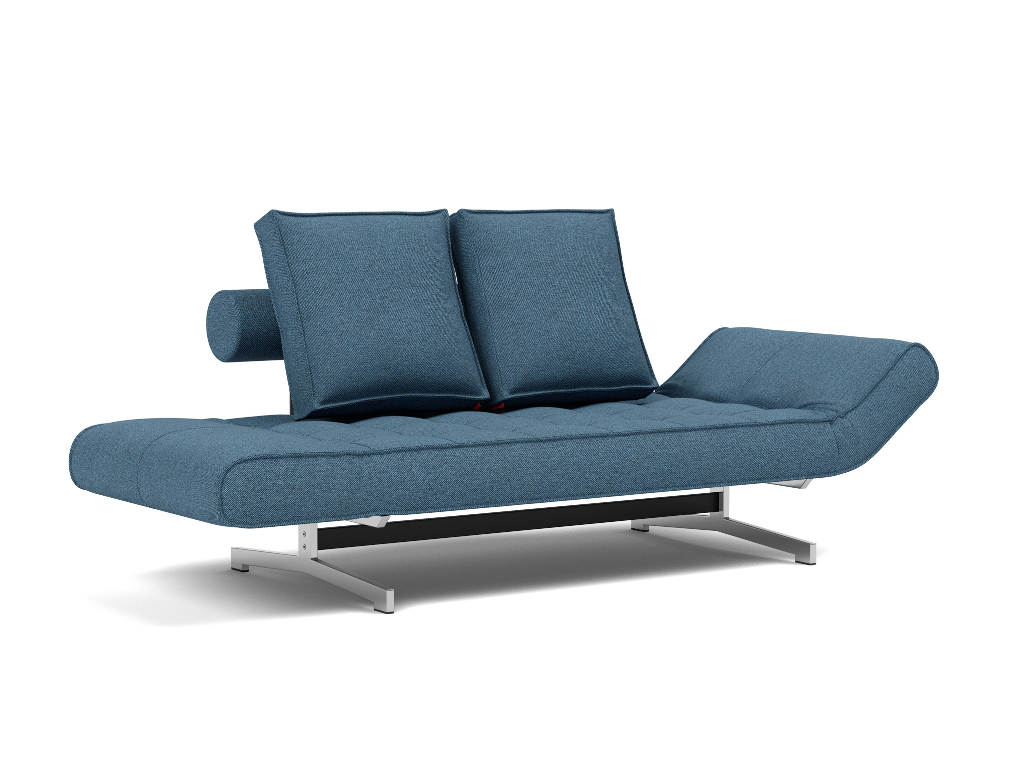 Tagesbett Ghia Strukturierter Stoff Weda 302-Weda-Blue Beine Chrom