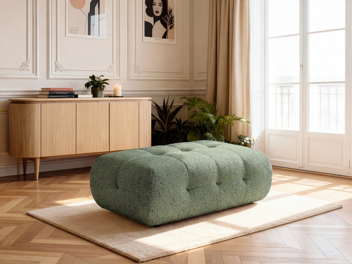 Bobochic Laura Pouf 135 × 84 cm Melange-Stoff Hellgrün