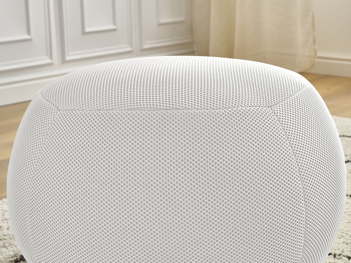Bobochic Hayden Pouf, rund Mesh-Stoff Weiß, 60 cm