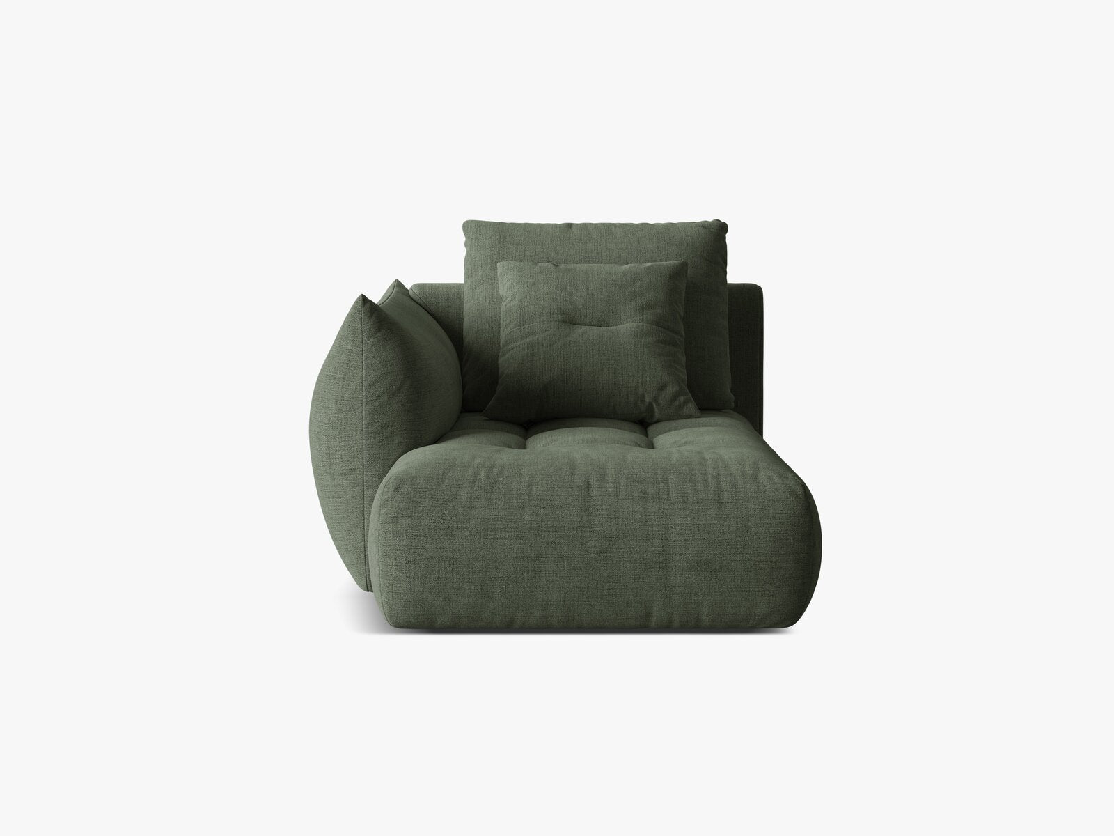 Micadoni Bloom Chaiselongue Links Strukturierter Stoff Wind Moosgrün