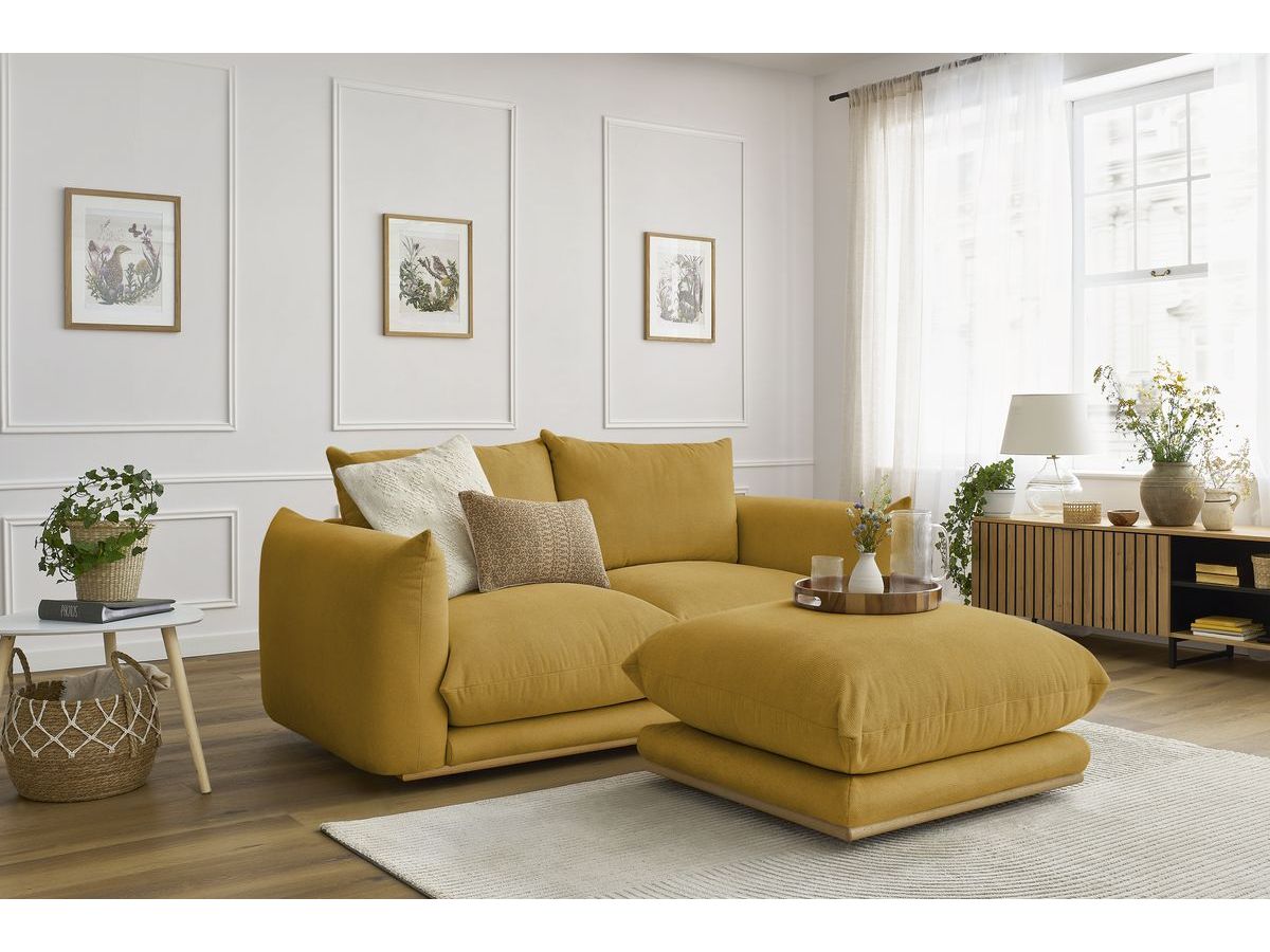 Bobochic Ernest Sofa 3-Sitzer mit Pouf 193 × 106 cm Stoff Gelb