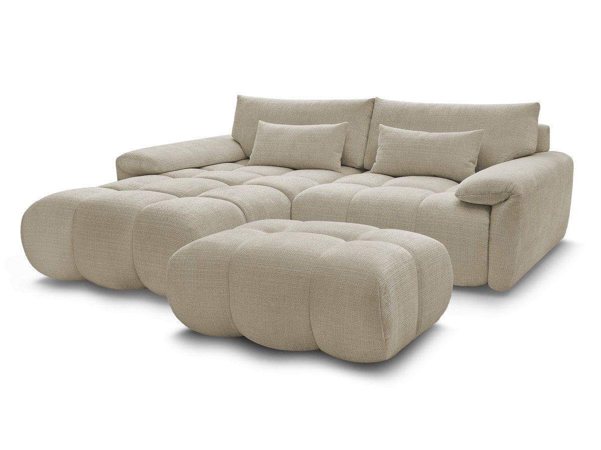Bobochic Ivane Ecksofa mit Pouf Strukturstoff Beige Ecke links