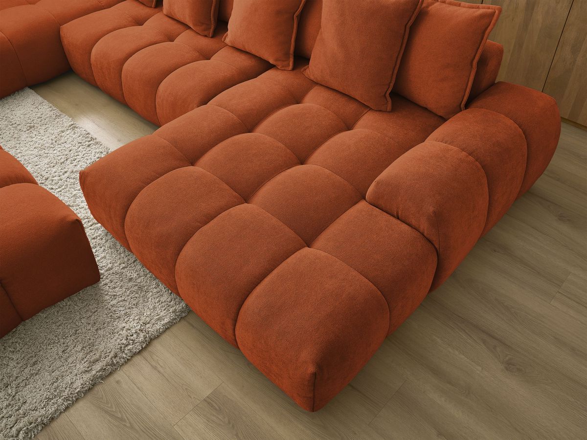 Bobochic Everest Wohnlandschaft mit Pouf, 14 Kissen Strukturstoff Orange Ecke rechts