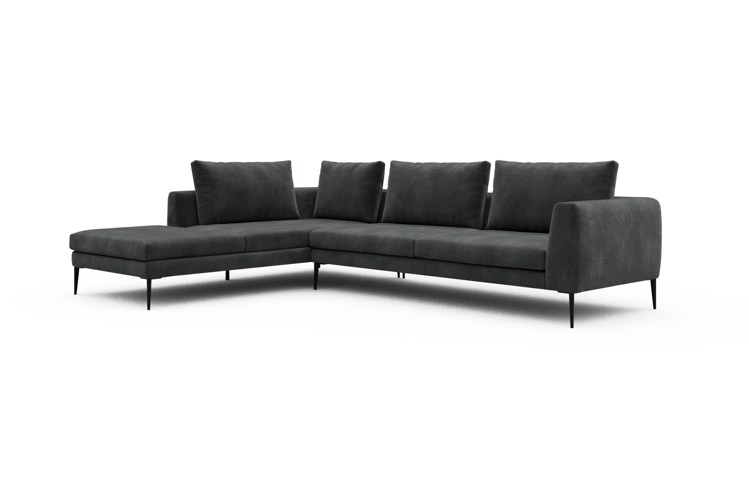 Ecksofa Paul Relax-Ecke rechts mit 3-Sitzer Smooth-Deep-Warm-Grey