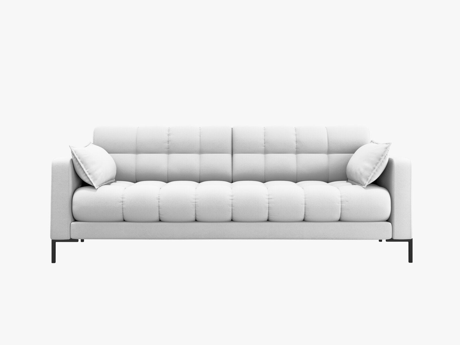 Micadoni Sofa Mamaia 3-Sitzer Strukturierter Stoff Neve Hellgrau schwarze Beine