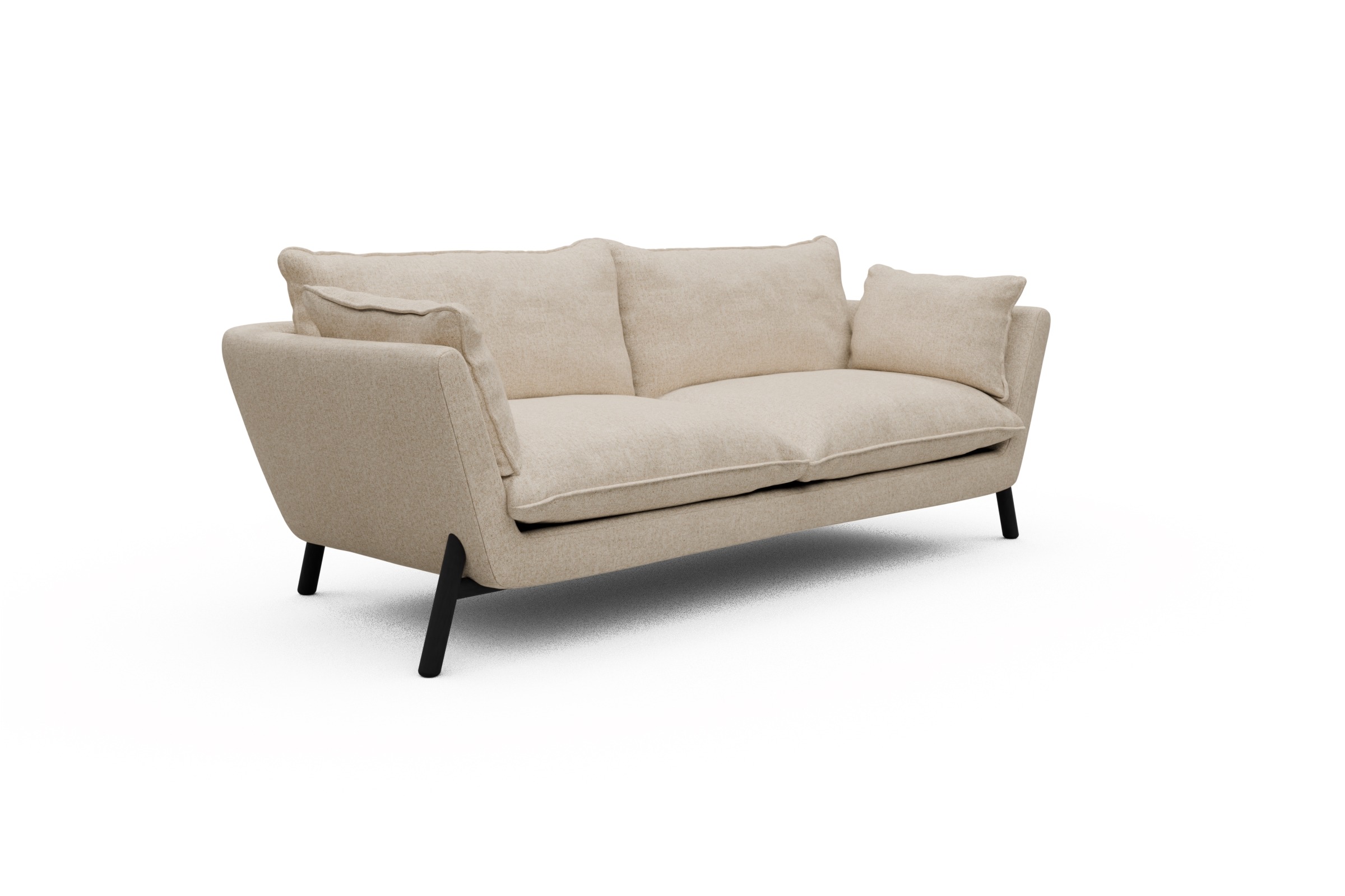 Sofa Emil PREMIUM 3-Sitzer Beinfarbe Eiche Schwarz Casone-Natural-Beige