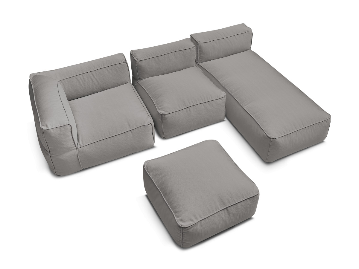 Bobochic Giulia Gartensofa 4-Sitzer mit Pouf, 1 Eckmodul Stoff Dunkelgrau