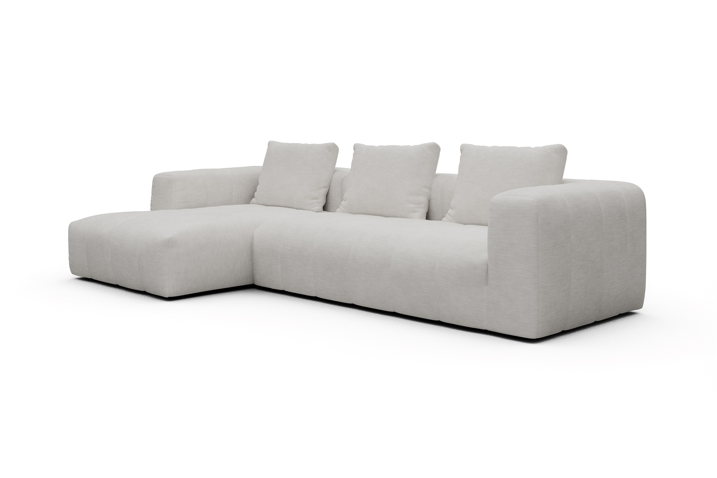 Ecksofa Hugo 2,5-Sitzer Armlehne rechts mit Chaiselongue Vivus-Dusty-Off-White