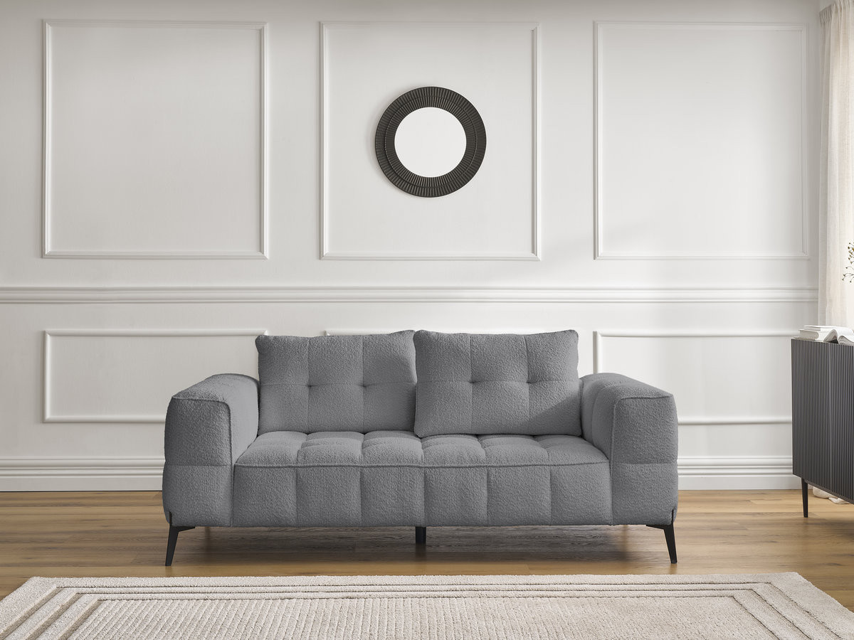 Bobochic Anis Sofa 2-Sitzer Bouclé-Stoff Dunkelgrau