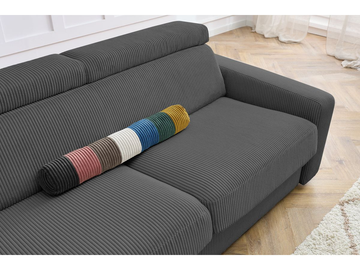 Bobochic Monaco Schlafsofa 3-Sitzer Cordsamt Dunkelgrau, Liegefläche 140 × 190 cm