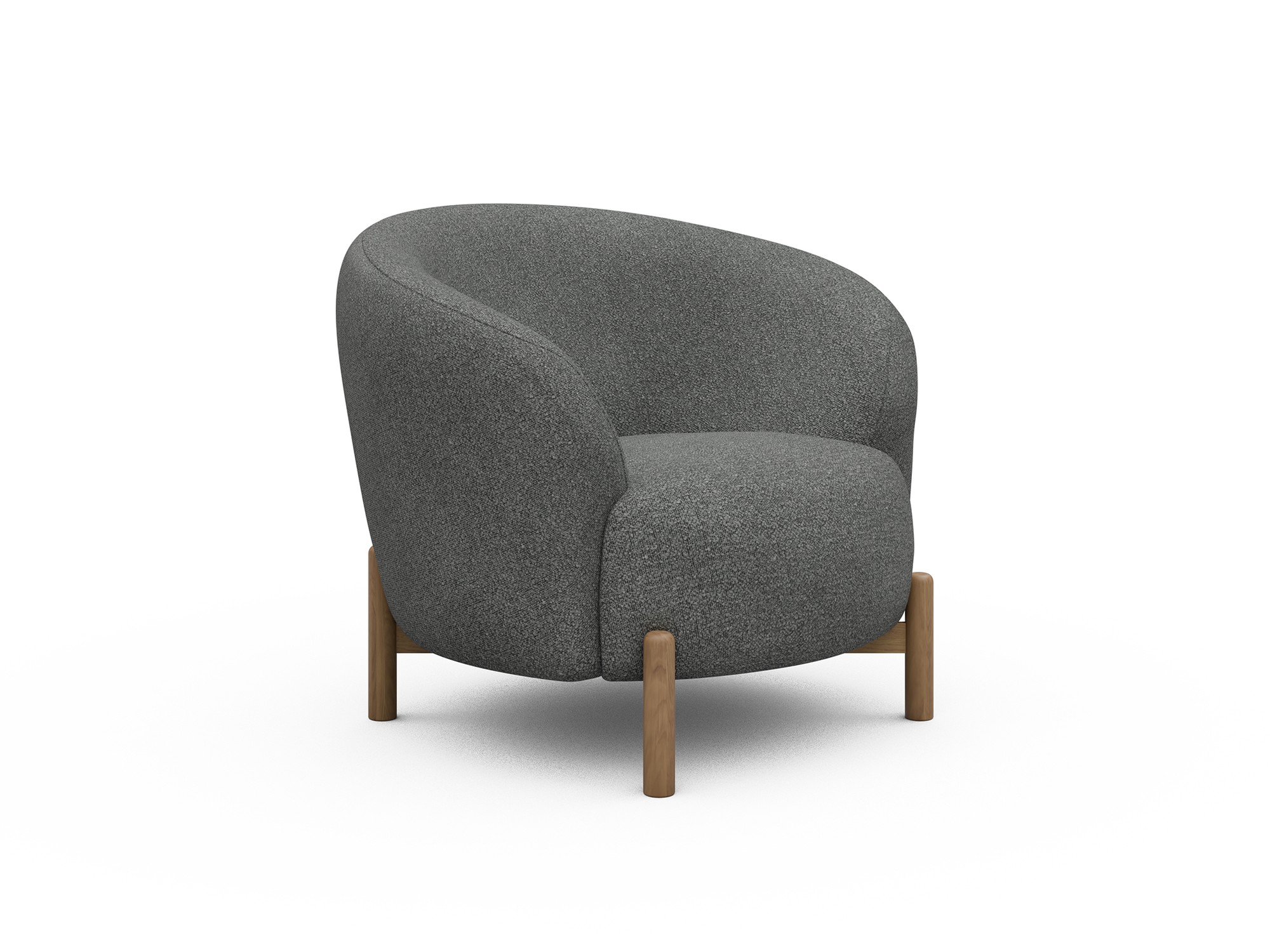 Sessel Ronda Holzbeine Eiche Natur Boucle Skandi 533-Ash-Grey