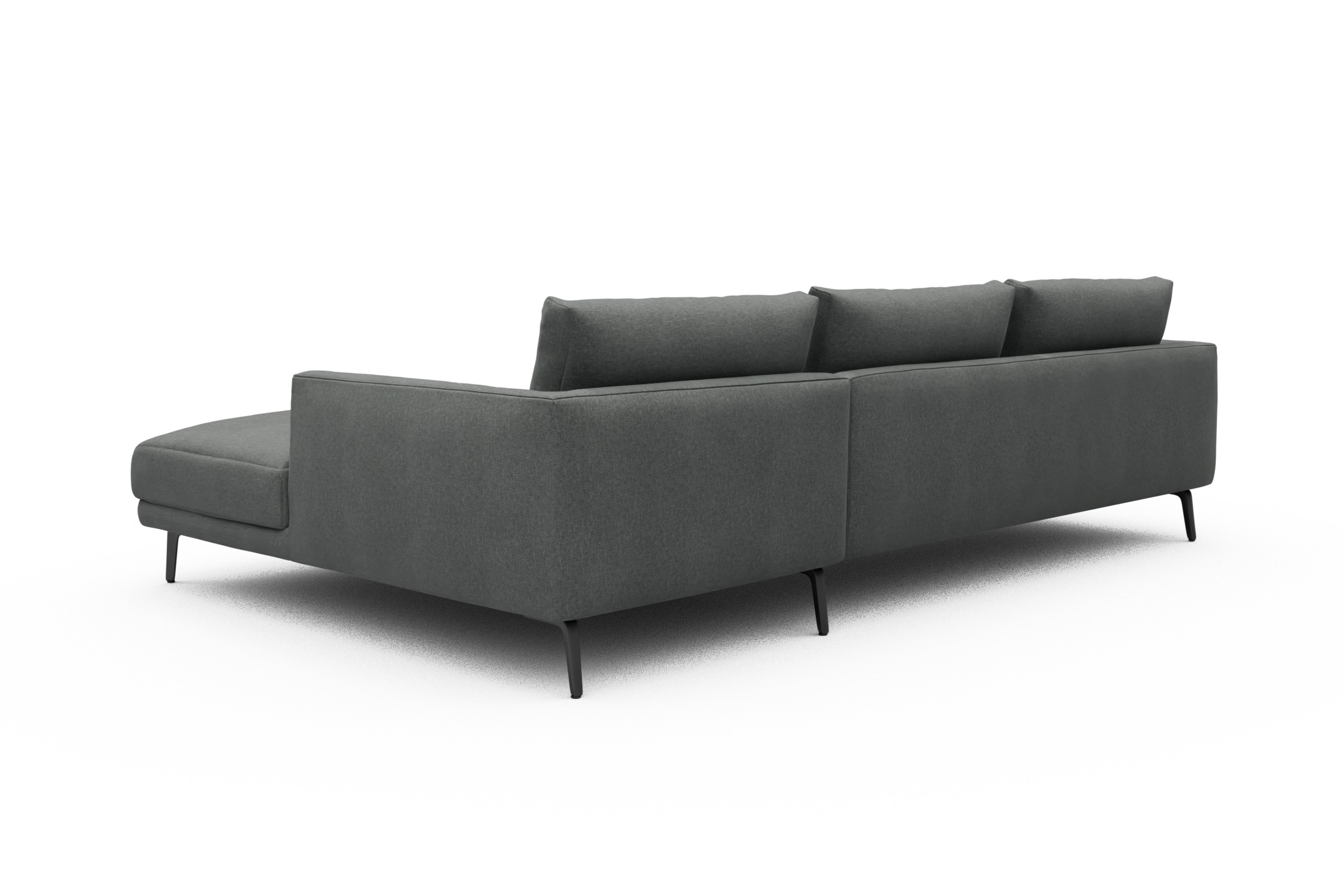 Ecksofa Karl Chaiselongue rechts mit 2,5-Sitzer Satya-Steel