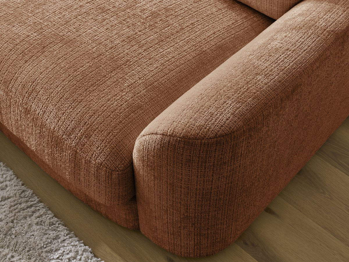 Bobochic Leonore Ecksofa mit Pouf Strukturstoff Orange Ecke links