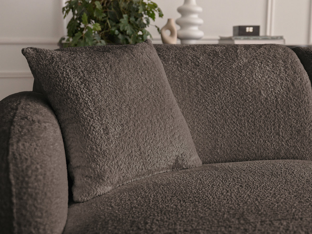 Bobochic Anda Ecksofa mit Pouf 241 × 163 cm Chenille Braun Ecke links