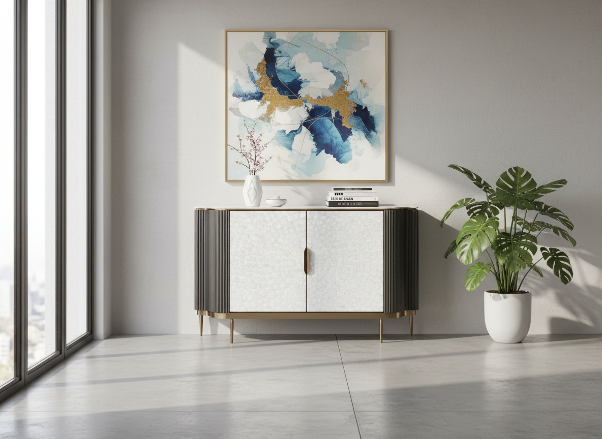 Livin Hill Sideboard Stilig 150 cm Dunkelgraphit, Platte Weiß