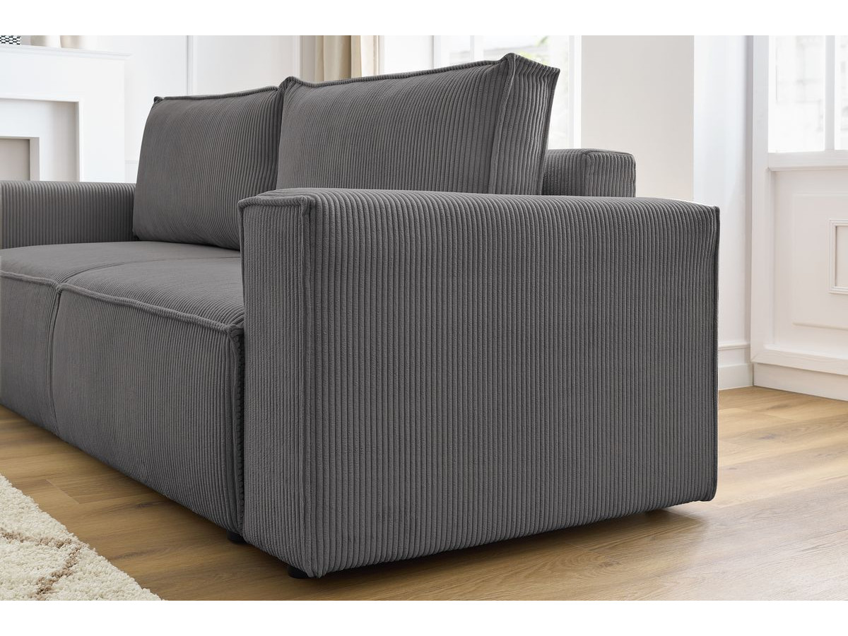 Bobochic Nihad Sofa 3-Sitzer Cordsamt Dunkelgrau