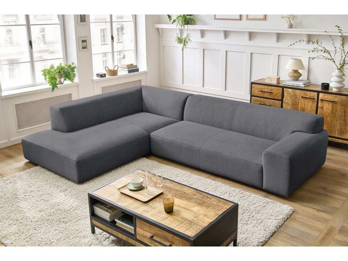 Bobochic Lavena Ecksofa 312 × 220 cm Samt Dunkelgrau Ecke links