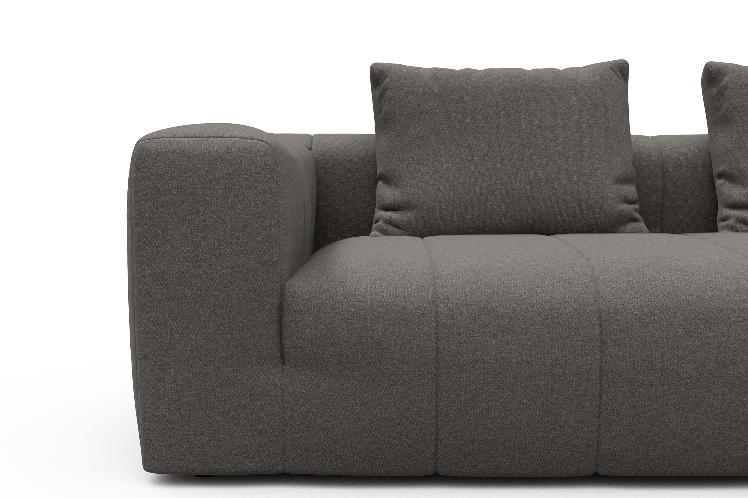 Ecksofa Hugo 2,5-Sitzer Armlehne links mit Chaiselongue Satya-Taupe