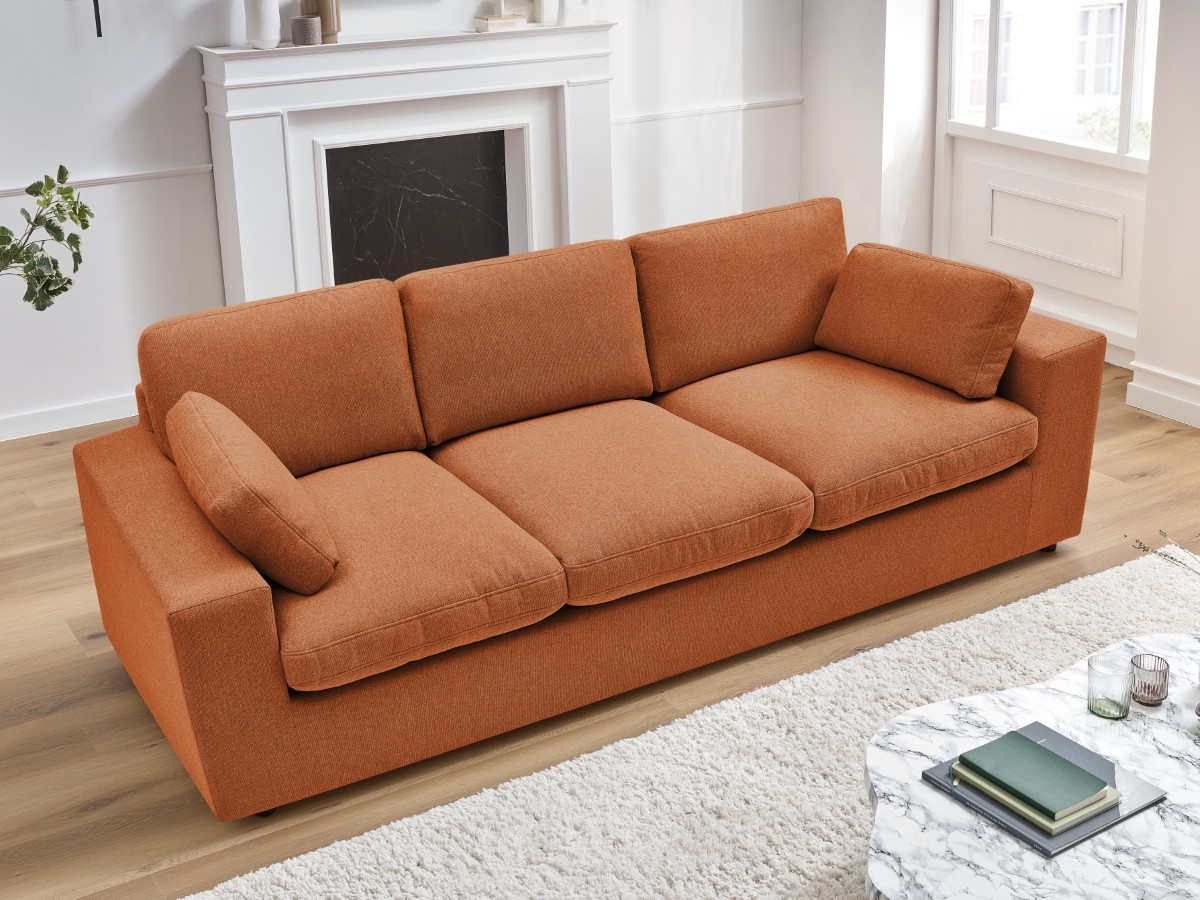 Bobochic Belair Sofa 3-Sitzer 220 × 93 cm Stoff Orange