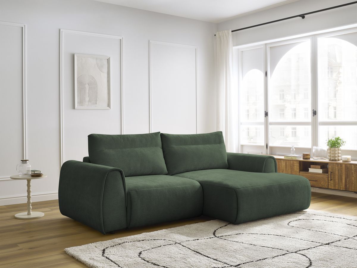 Bobochic Aden Ecksofa 246 × 152 cm Stoff Grün Ecke rechts