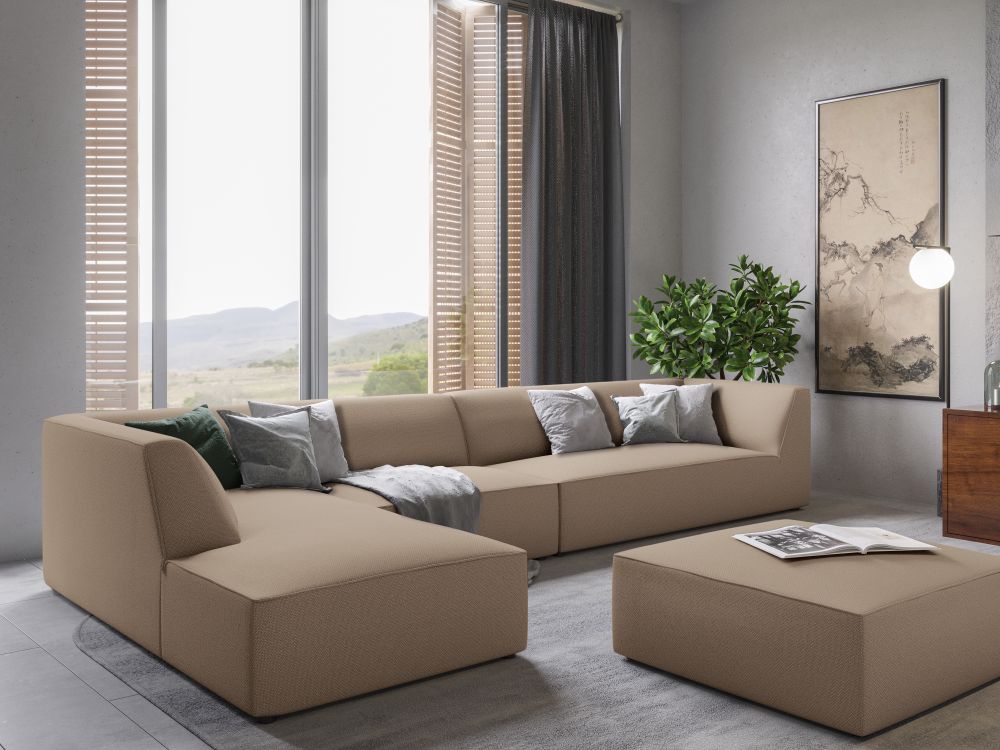 Cosmopolitan Design Ecksofa Siena 5-Sitzer Strukturierter Stoff Ottawa Dunkelbeige Links