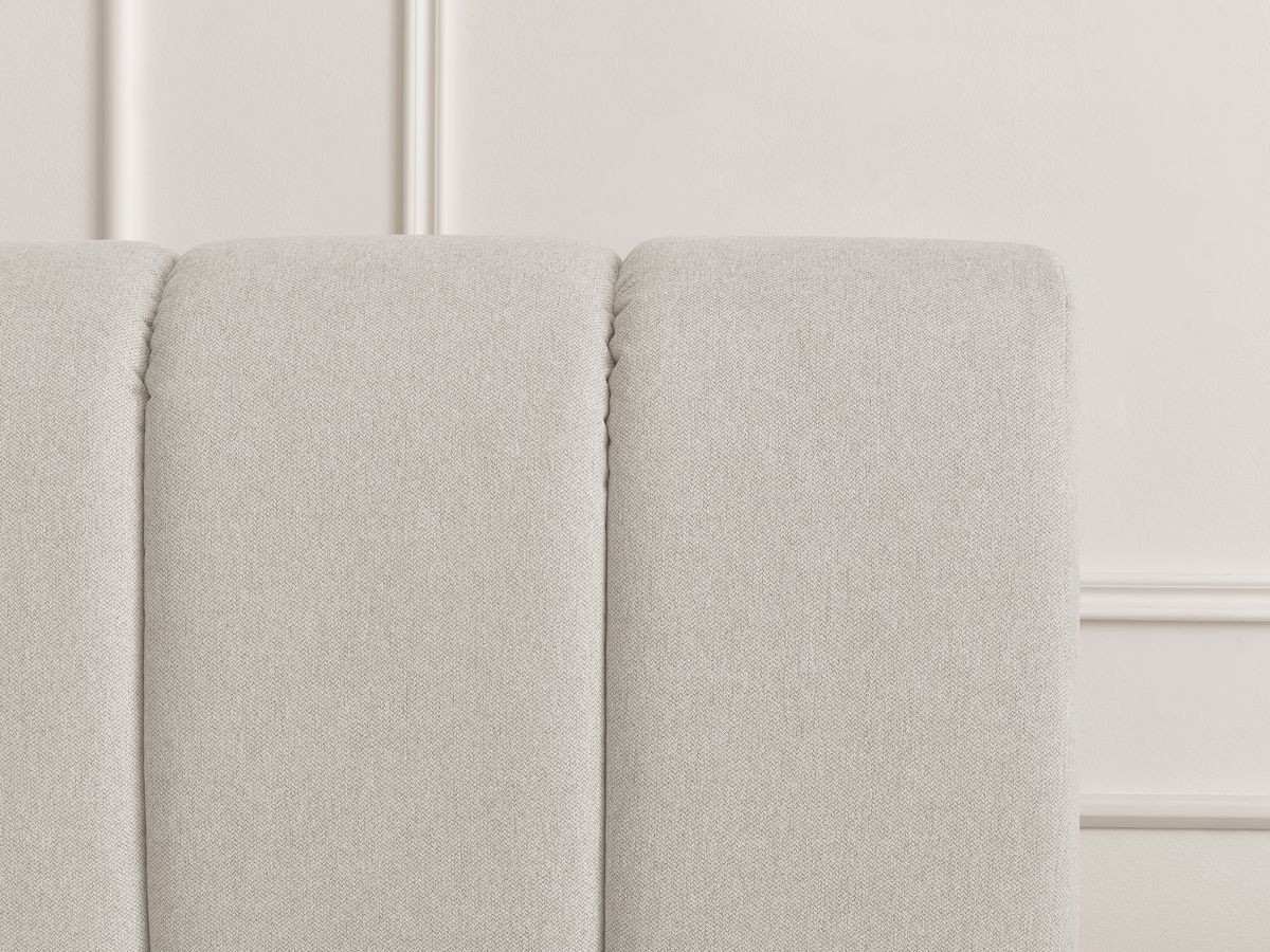 Bobochic Denali Polsterbett mit Bettkasten Stoff Beige, Liegefläche 140 × 190 cm