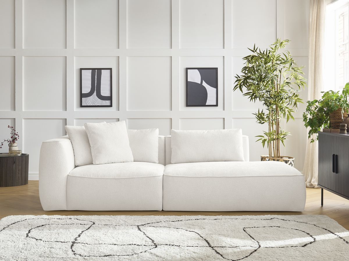 Bobochic Leopold Sofa 3-Sitzer Strukturstoff Weiß Armlehne links