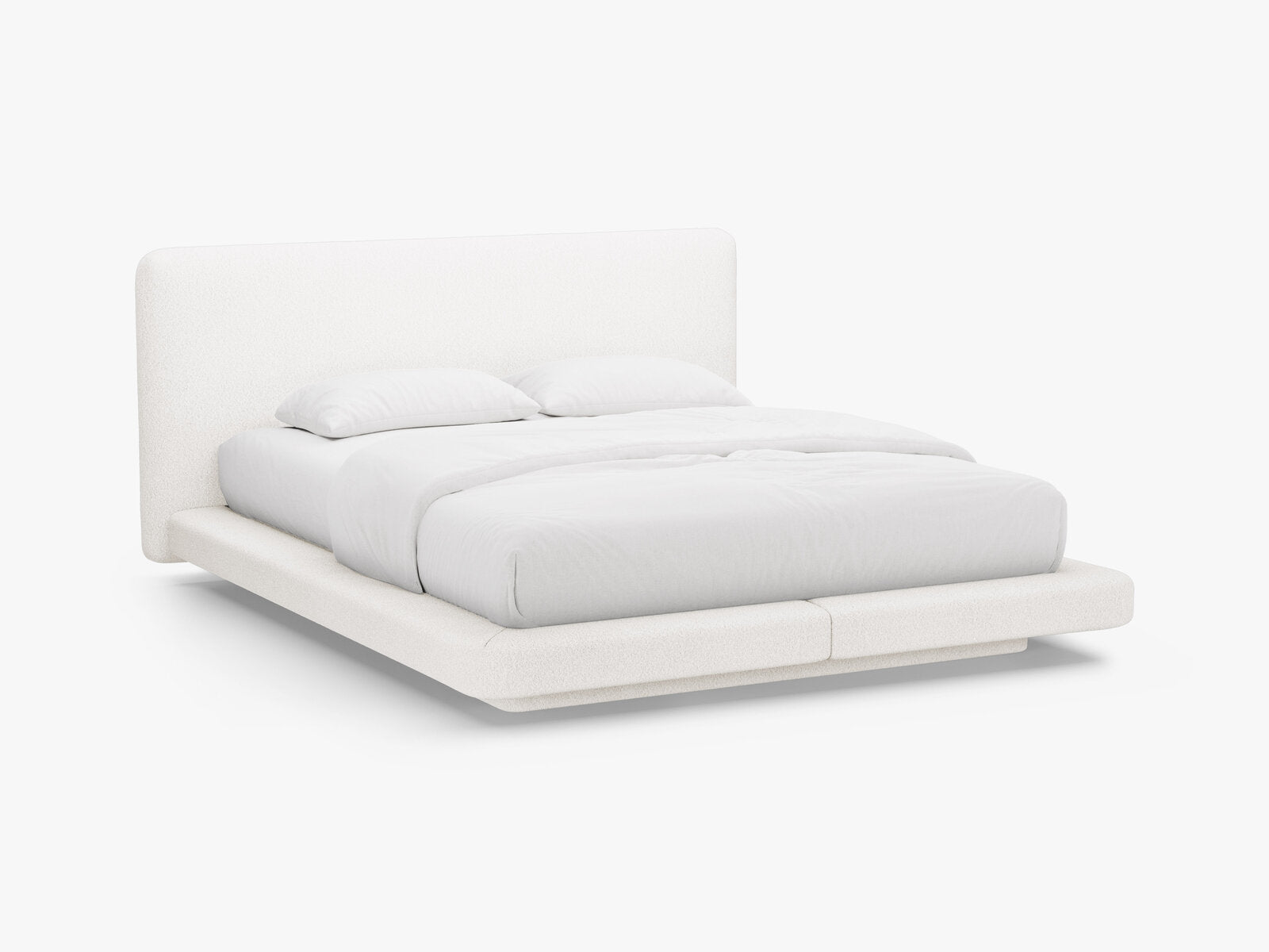 Micadoni Polsterbett mit Kopfteil Linea Boucle Baloo Weiß 160x200