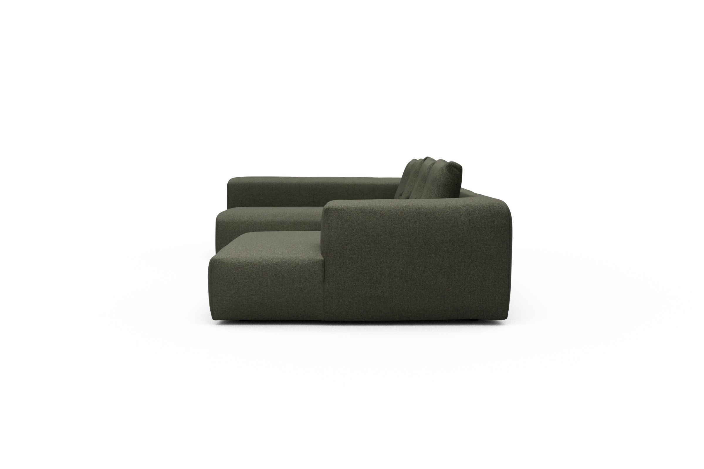 Wohnlandschaft Fred Chaiselongue rechts mit 2-Sitzer und lange Armlehne links Sama-Winter-Moss