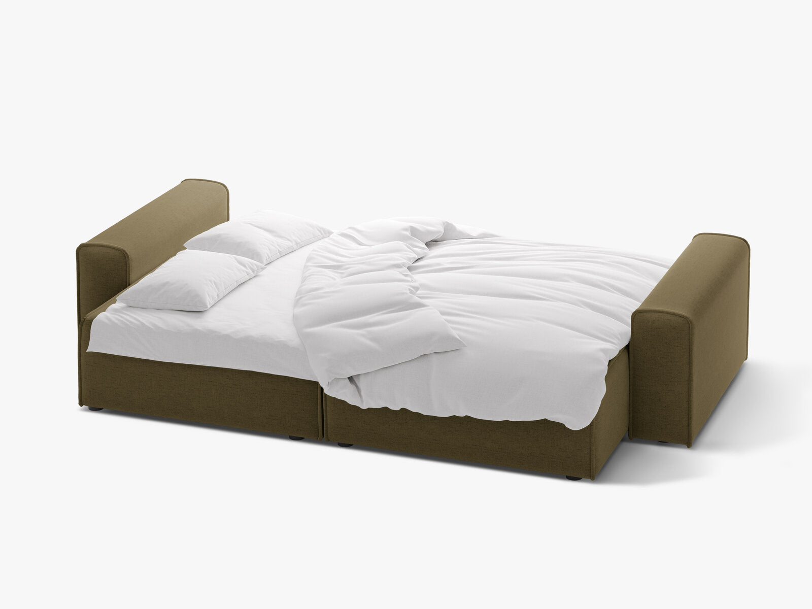 Micadoni Sofa Victor 3-Sitzer mit Schlaffunktion Strukturierter Stoff Grün