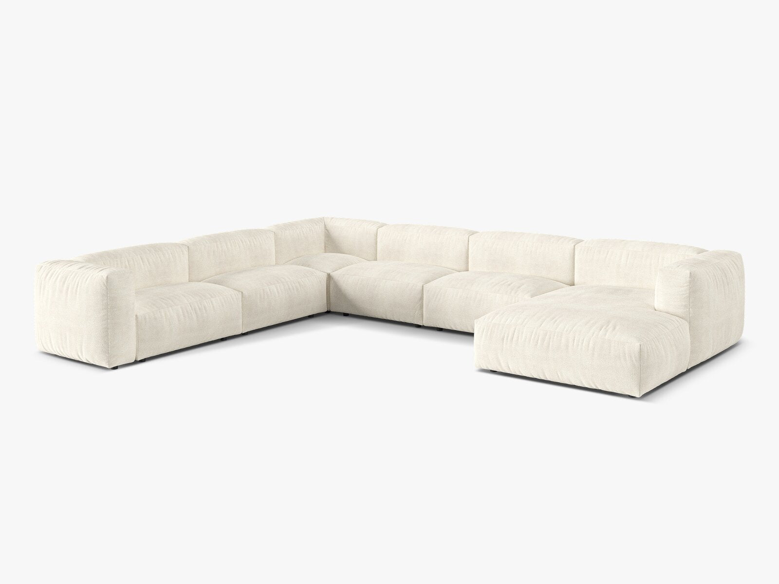 Micadoni modulares Ecksofa XL Martina 6-Sitzer Links Boucle Monet Elfenbein