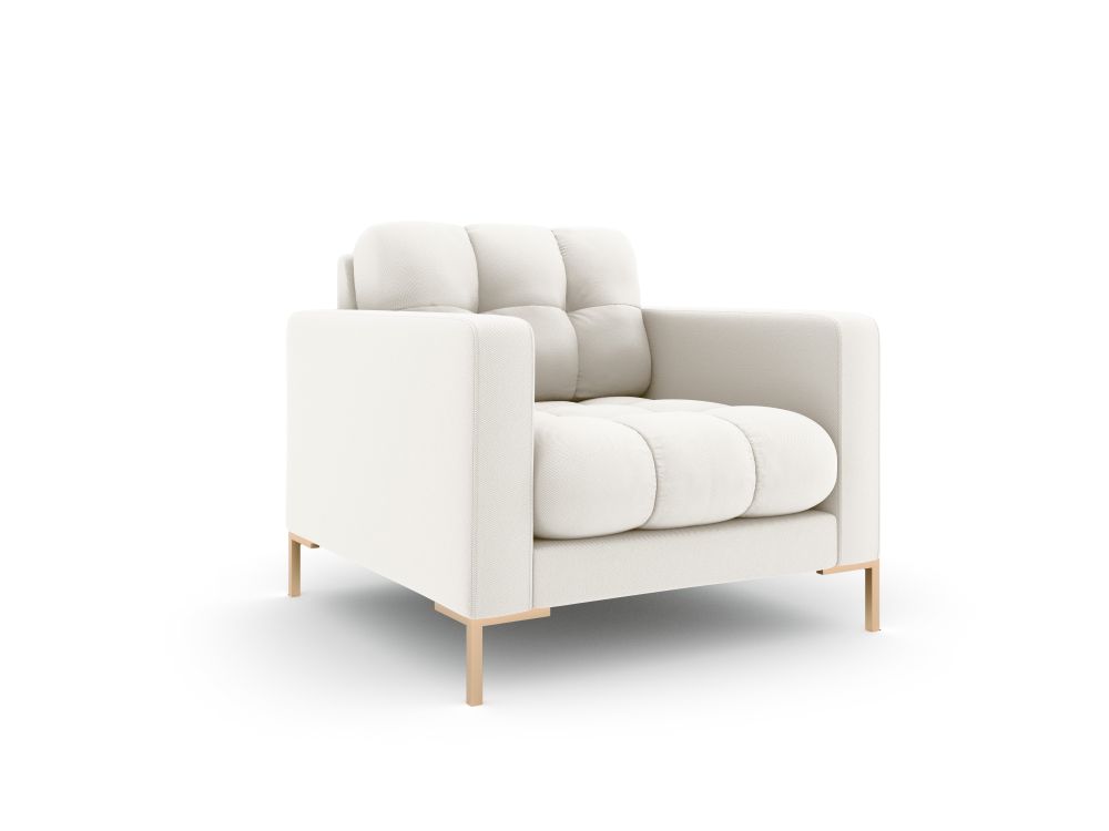 Cosmopolitan Design Sessel Bali Strukturierter Stoff Neve Helles Beige Beine Gold