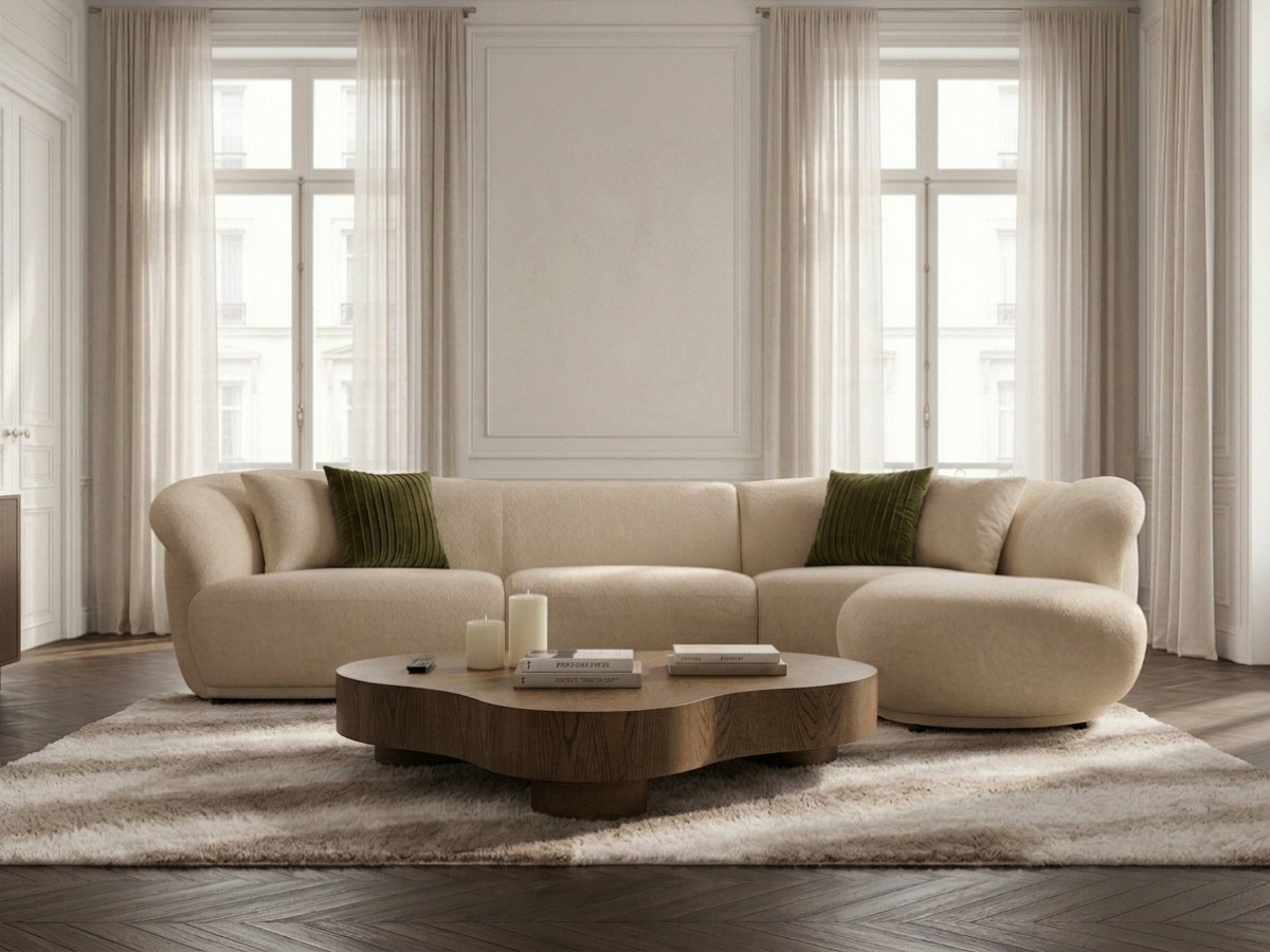 Bobochic Nora Ecksofa Chenille Beige Ecke rechts