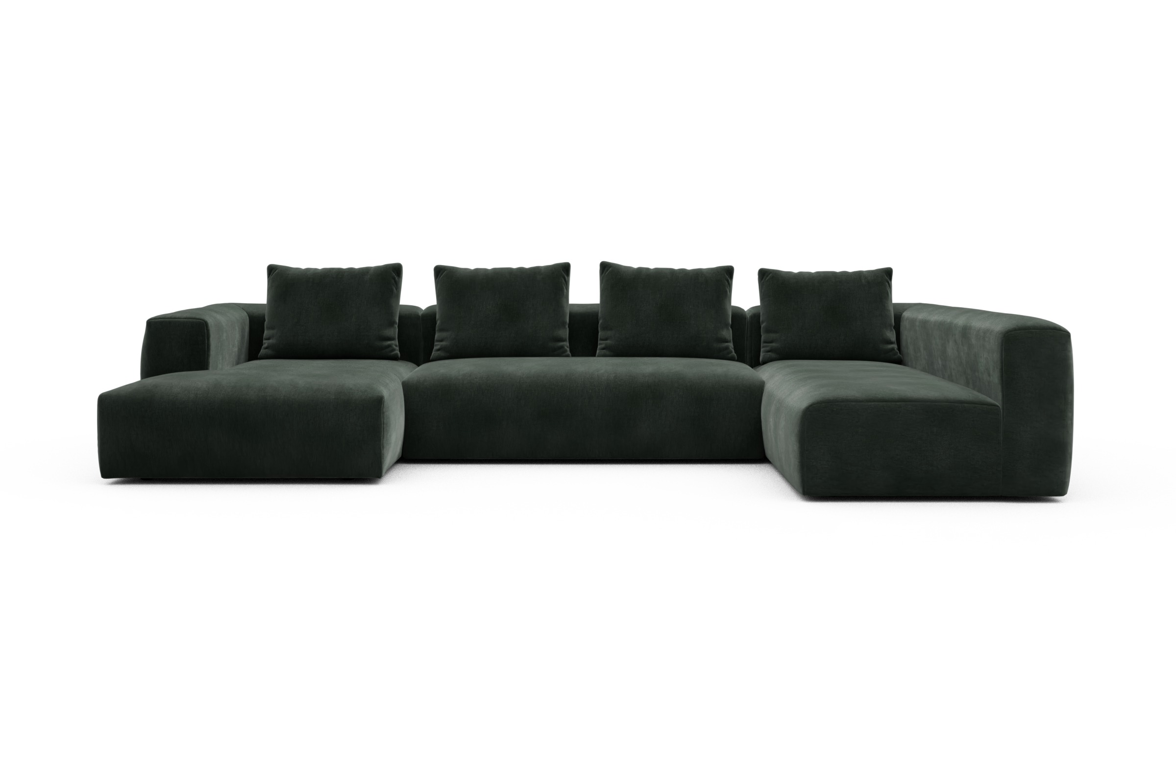 Skandi Home Wohnlandschaft Fred Chaiselongue links mit 2-Sitzer und lange Armlehne rechts Smooth-Laurel-Green moebelfaktor