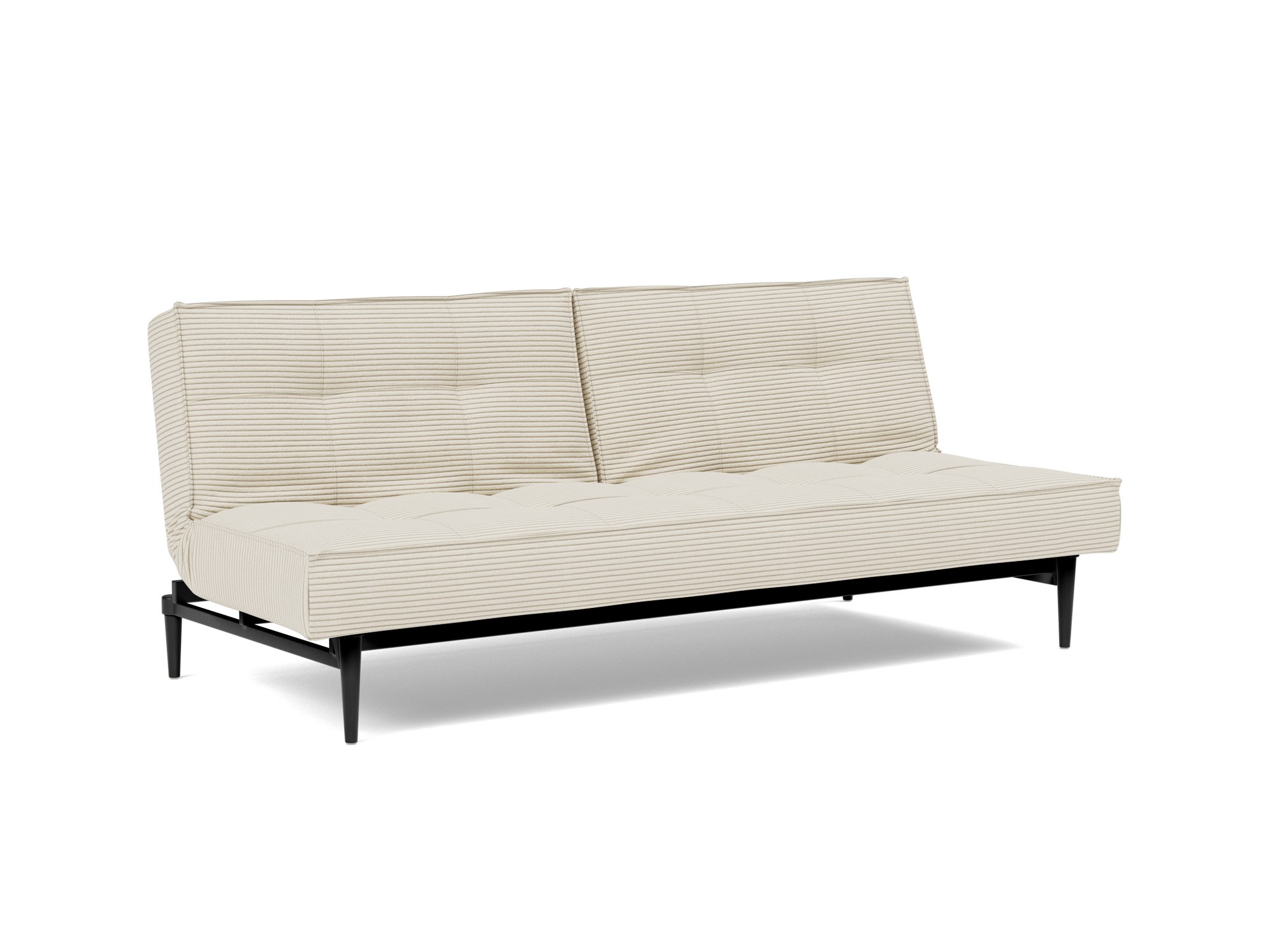 Schlafsofa Splitback Kord Corduroy 594-Ivory Beine Styletto Eiche schwarz