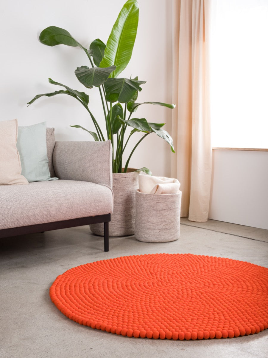 myfelt Mats Filzkugelteppich Rotorange rund Ø 50 cm