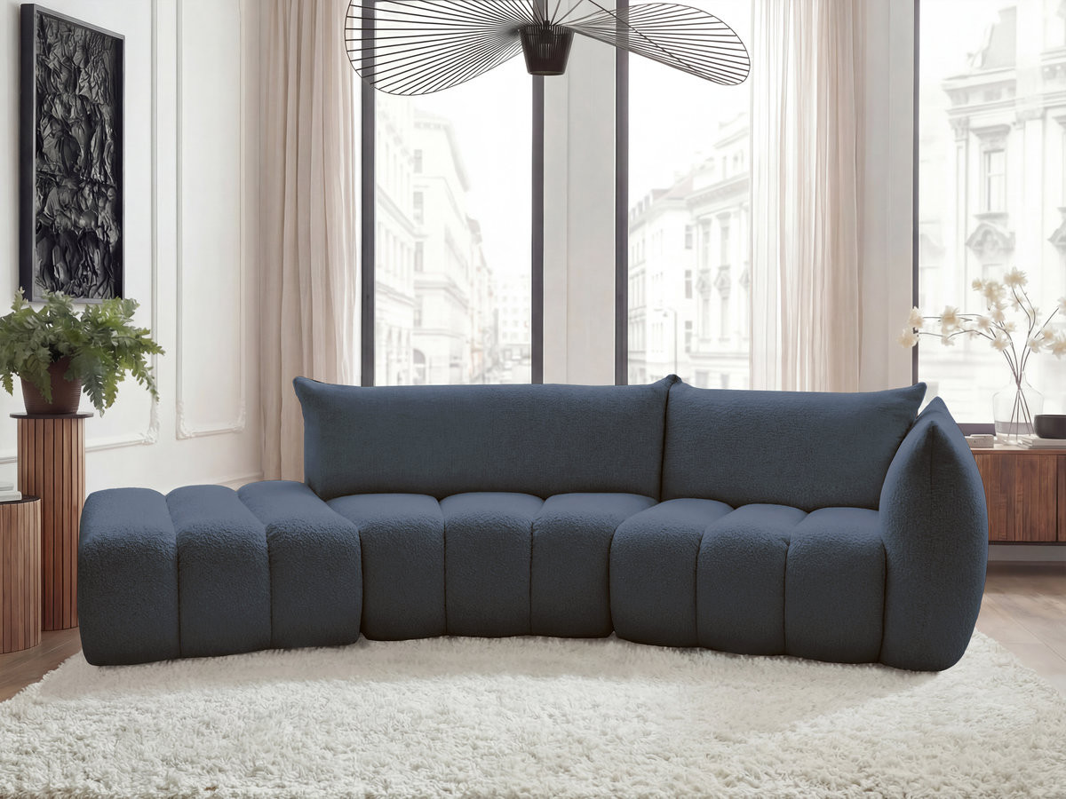 Bobochic Azra Ecksofa 325 × 112 cm Bouclé-Stoff Dunkelblau Ecke rechts