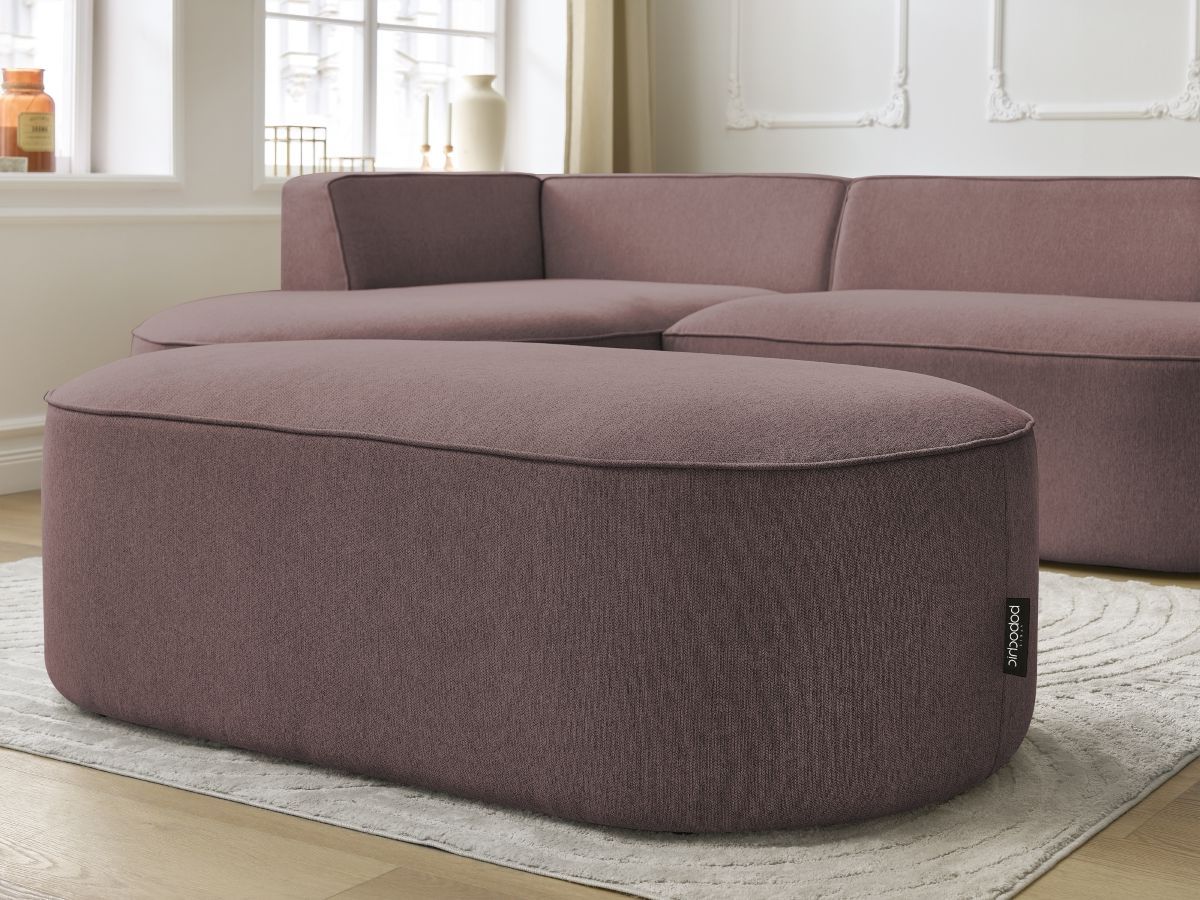 Bobochic Rousseau Ecksofa mit Pouf Melange-Stoff Rosa Ecke links