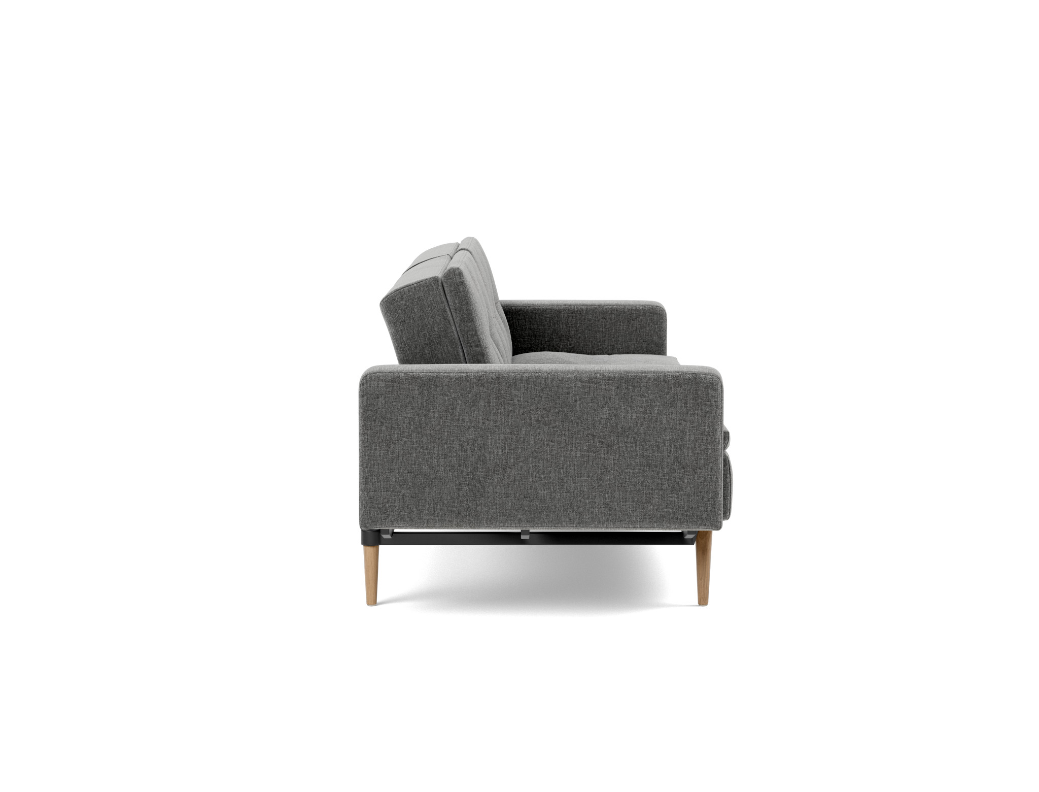 Schlafsofa Dublexo mit Armlehnen Strukturierter Stoff Twist 563-Charcoal Beine Styletto Eiche hell