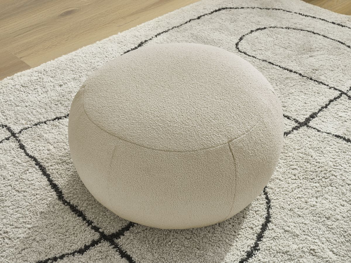 Bobochic Hayden Pouf, rund Bouclé-Stoff Beige, 76 cm