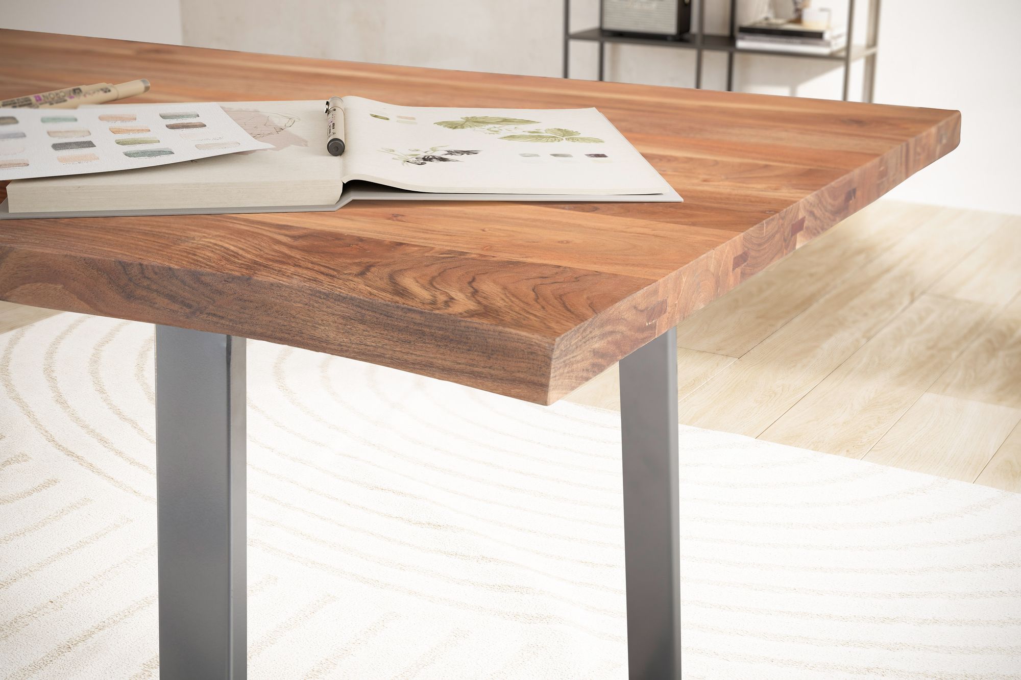 Schreibtisch Lebesby Akazie Massivholz 140 × 80 × 76 cm