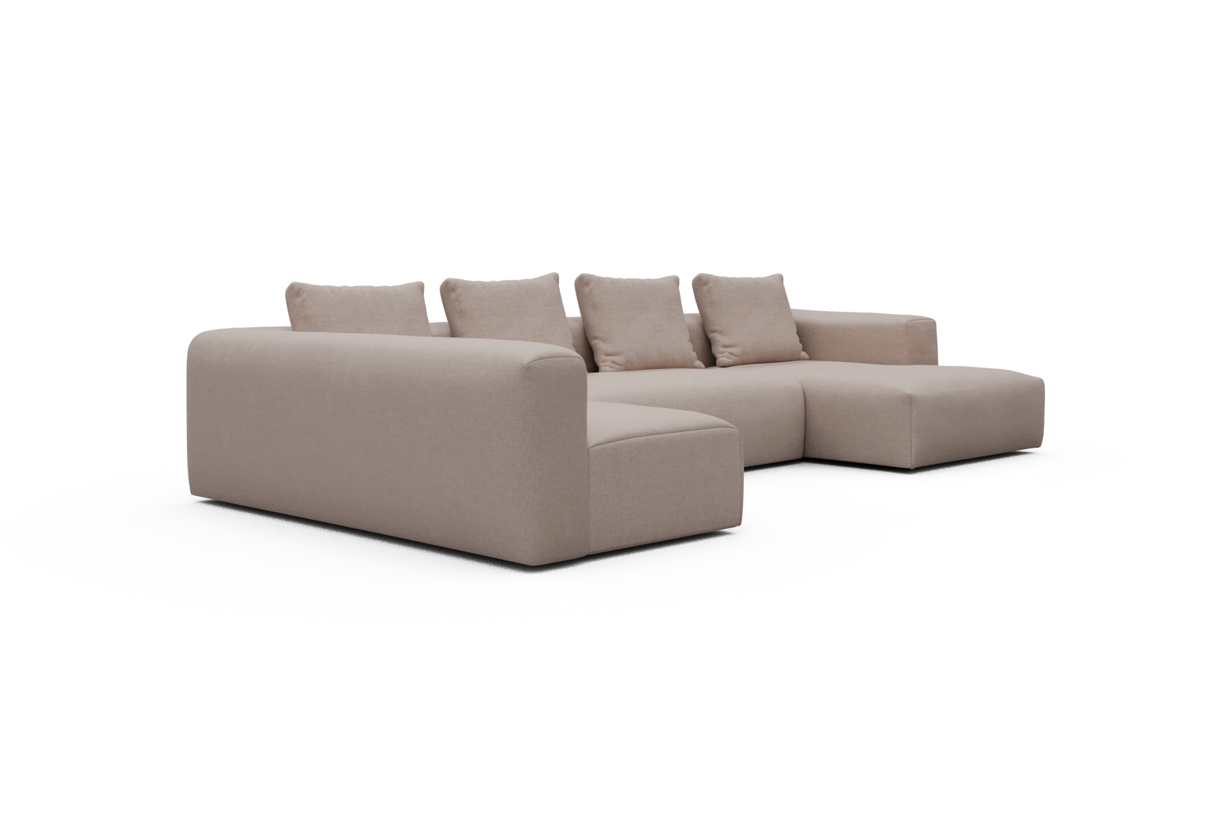 Wohnlandschaft Fred Chaiselongue rechts mit 2-Sitzer und lange Armlehne links Weda-Sand