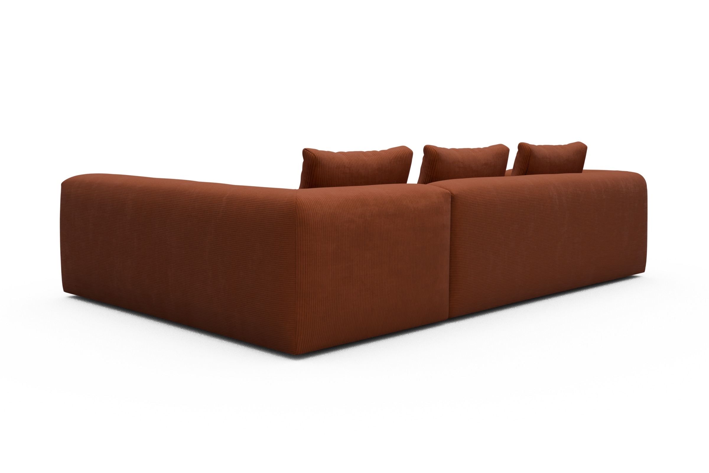 Ecksofa Fred 2x 2,5-Sitzer rechts offen Corduroy-Burnt-Orange