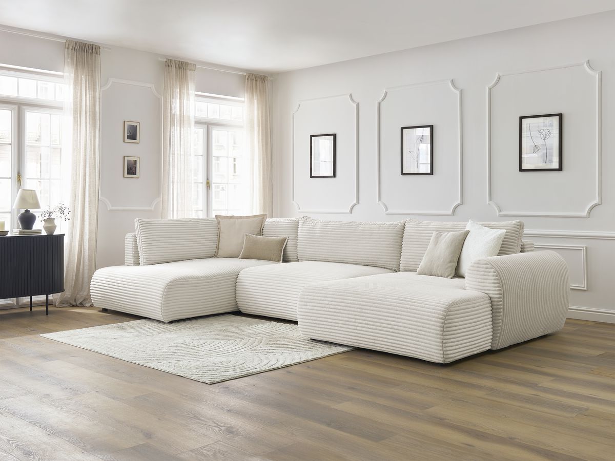 Bobochic Lucien Wohnlandschaft Breitcord weich Beige Ecke rechts