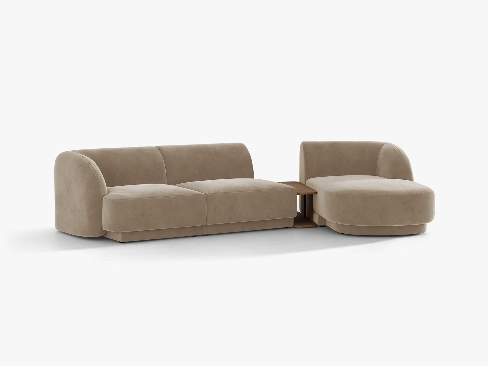 Micadoni Modulares Sofa Miley mit Recamiere 3-Sitzer Rechts Samt Bluvel Cappuccino