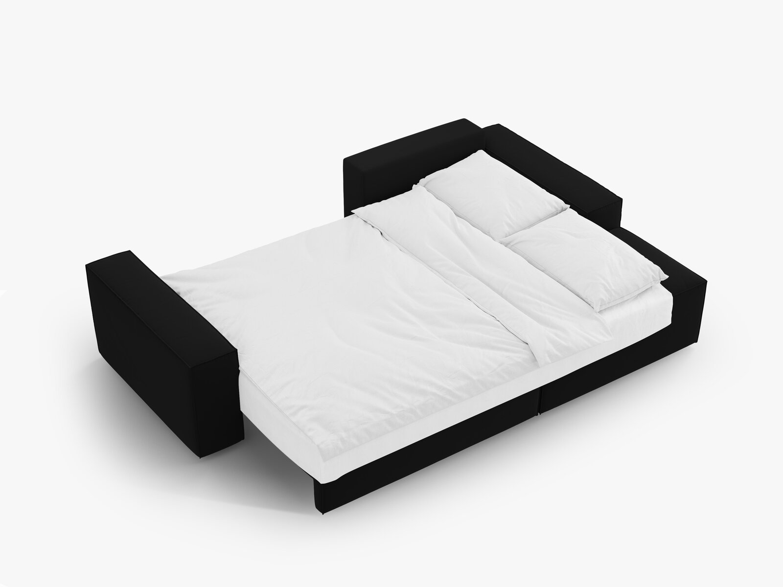Micadoni Schlaf-Ecksofa Jodie 3-Sitzer Rechts Samt Schwarz